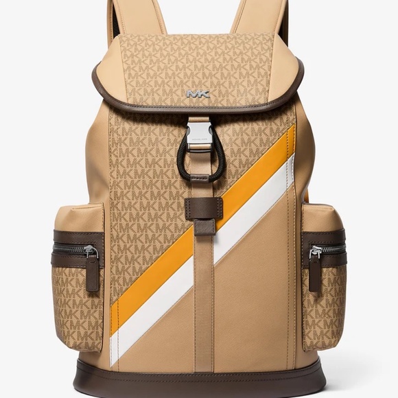 MICHAEL KORS MENS Rivington Logo Stripe Backpack (GOLDEN ROD) - Picture 1 of 9